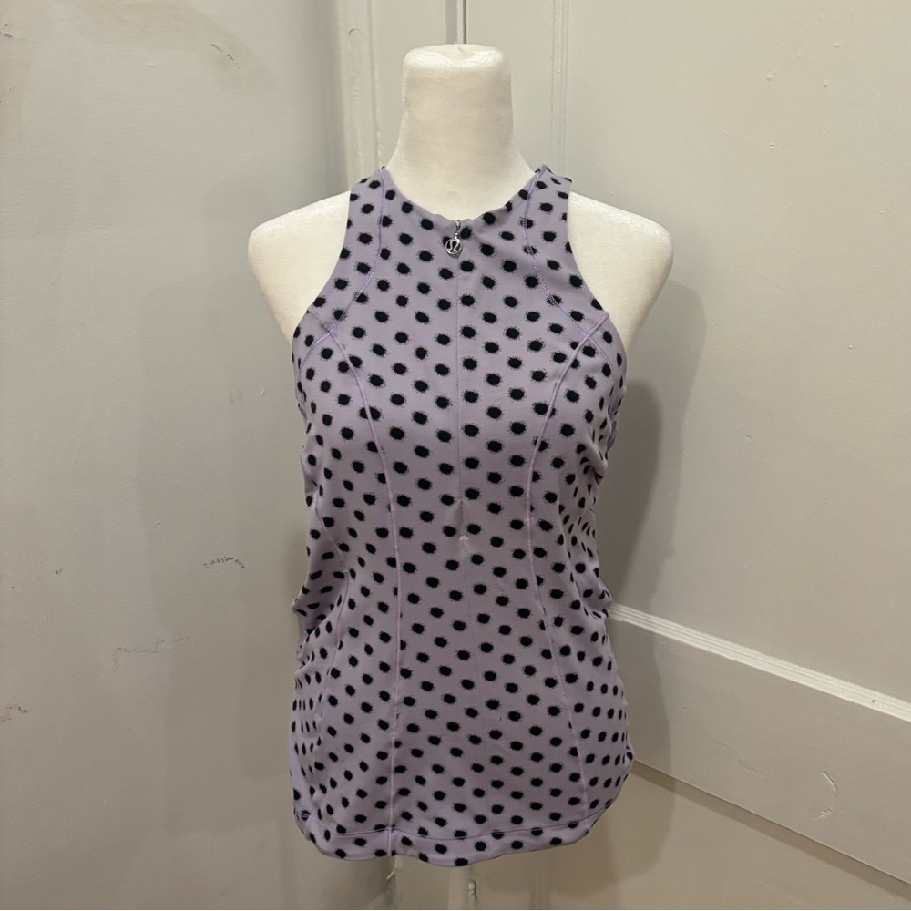 lululemon Velo Vixen Purple Polka Dot Zip Up Cycling Jersey